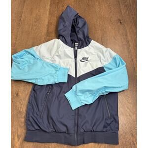 Nike Boys Windrunner Windbreaker Hooded Jacket Blue Sz L